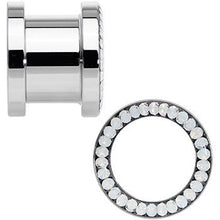 Load image into Gallery viewer, 1/2 White Faux Opal Screw Fit Tunnel Plug Set