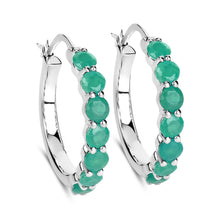 Load image into Gallery viewer, 2.38 Carat Genuine Emerald .925 Sterling Silver Earrings