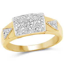 将图片加载到图库查看器,14K Yellow Gold Plated 0.21 Carat Genuine White Diamond .925 Sterling Silver Ring