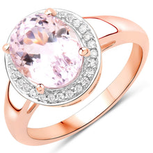 Load image into Gallery viewer, 3.64 Carat Genuine Kunzite and White Zircon .925 Sterling Silver Ring