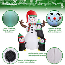Load image into Gallery viewer, 5.9Ft Snowman and Penguin Blow Up Yard Decoration with LED Light Built-in Air Blower