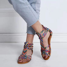 Load image into Gallery viewer, Women's Sandals Summer Shoes Leather Sandals Flats Summer Woman Beach Sandals Arch Support Casual Comfort Retro Slip On Summer Sandal Ladies Casual Beach Flats