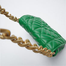Load image into Gallery viewer, New Adorable Women's Handbag Green Small Flap Shoulder Bag In Thick Metal Chain Women's Clutch Bags Luxury Ladies Shoulder Purse