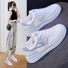 将图片加载到图库查看器,Spring Fashion Breathble Women Sneakers Leather Platform Shoes Women Lace Up Casual Shoes White Fashion Sneakers White PU Leather Platform Sneaker For Women Lace Up Walking Sneakers