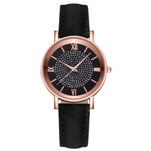将图片加载到图库查看器,Womens Watches Bracelet Set Starry Sky Ladies Watch Casual Leather Student Quartz Wristwatch Luxury Fashion Minimalist Leather Strap Dress Analogue Quartz Round Elegant Watch