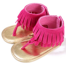 将图片加载到图库查看器,Baby Summer Newborn 0-18M Infant Baby Girls Children's Sandals Summer New Retro Tassel Flannel Baby Shoes Solid Non-slip