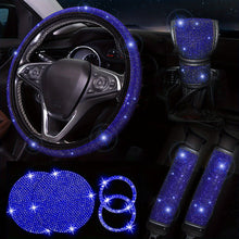 将图片加载到图库查看器,Diamond Set Leather Steering Wheel Cover Rhinestones Steering Wheel Cover With Crystal Breathable Anti-Slip Steering Wheel Protector Diamond Sparkling Car Steering Wheel Protector Vehicle Car Bling Steering Wheel Cover for Women Girls