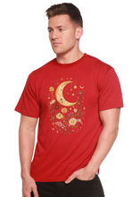 将图片加载到图库查看器,Celestial Moon Boho Flowers Vintage Unisex Bamboo/Cotton Graphic T-Shirt