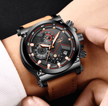 将图片加载到图库查看器,Men's Waterproof Modern Watch With Leather Belts, Stainless Steel Case Excellent Look Perfect Gift