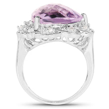 Load image into Gallery viewer, 8.86 Carat Genuine Amethyst and White Zircon .925 Sterling Silver Ring