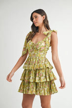 将图片加载到图库查看器,Floral Print Shoulder Tie Layered Mini Dress For Women – Fresh Floral Design, Fluttering Adjustable Shoulder Tie, Layered Mini Dress, Trendy Summer Outfit