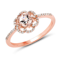 Load image into Gallery viewer, 0.54 Carat Genuine Morganite and White Diamond 14K Rose Gold Ring