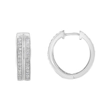 将图片加载到图库查看器,10K White Gold Diamond Hoop Earring (1/2 cttw, I-J Color, I2-I3 Clarity)