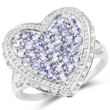 将图片加载到图库查看器,1.81 Carat Genuine Tanzanite and White Topaz .925 Sterling Silver Ring