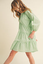 Load image into Gallery viewer, Notched Balloon Sleeve Tiered Mini Summer Dress For Women, A Chic & Trendy Statement and Comfortable Piece
