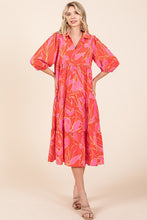Load image into Gallery viewer, New Summer Tiered Printed Collared Neck Midi Dress For Women – Elegant and Versatile Dress with a Polished, Feminine Flair