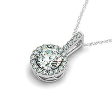 Load image into Gallery viewer, 14k White Gold Diamond Halo Round Style Pendant (5/8 cttw)