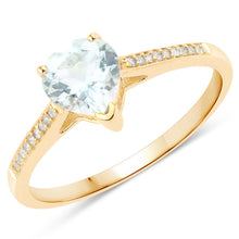Load image into Gallery viewer, 0.65 Carat Genuine Aquamarine and White Diamond 14K Yellow Gold Ring