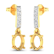 Load image into Gallery viewer, 0.14 Carat Genuine White Diamond 14K Yellow Gold Semi Mount Earrings - holds 7x5mm Oval Gemstones