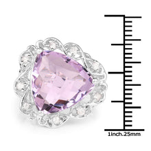 Load image into Gallery viewer, 8.86 Carat Genuine Amethyst and White Zircon .925 Sterling Silver Ring