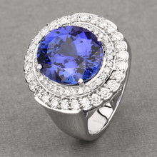 Load image into Gallery viewer, 10.79 Carat Genuine Tanzanite and White Diamond 18K White Gold Ring