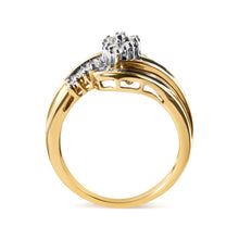 Load image into Gallery viewer, 10K Yellow Gold 1/2 Cttw Diamond Pear Cluster and Swirl Ring (H-I Color, I1-I2 Clarity) - Ring Size 7