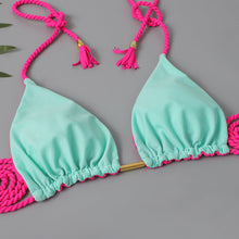 将图片加载到图库查看器,New Festival Flame Halter Bikini Set for Women – Triangle V-Neck Backless Two-Piece Swimsuit with Tie Side Bottoms & Adjustable Lace-Up Fit – Sleek Polyamide Swimwear for Koningsdag/King’s Day & Summer Beach Celebrations
