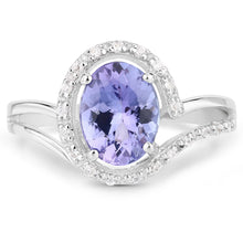 Load image into Gallery viewer, 1.82 Carat Genuine Tanzanite and White Zircon .925 Sterling Silver Ring