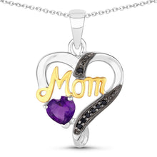 将图片加载到图库查看器,0.48 Carat Genuine Amethyst and Black Spinel .925 Sterling Silver Pendant
