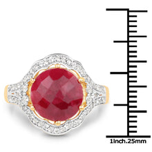 Load image into Gallery viewer, 14K Yellow Gold Plated 6.91 Carat Dyed Ruby and White Topaz .925 Sterling Silver Ring