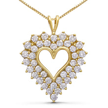 Load image into Gallery viewer, 14K Yellow Gold Plated .925 Sterling Silver 4.0 Cttw Diamond Shadow Frame Heart 18" Pendant Necklace (J-K Color, I1-I2 Clarity)