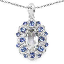 Load image into Gallery viewer, 6.10 Carat Genuine Crystal Quartz, Tanzanite & White Diamond .925 Sterling Silver Pendant