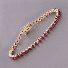Load image into Gallery viewer, 3.13 Carat Genuine Mozambique Ruby 14K Yellow Gold Bracelet