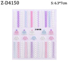 将图片加载到图库查看器,5D Sweater Nail Sticker Acrylic Engraved Winter Charm Designs Beauty Cloth Christmas Patterns Nails Art Decoration Tools Nail Art Stickers Decor Tip Transfer Nail Decals Sticker For Pretty Girl Self-Adhesive Nail Decals Designer Nail Stickers