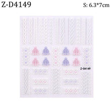 将图片加载到图库查看器,5D Sweater Nail Sticker Acrylic Engraved Winter Charm Designs Beauty Cloth Christmas Patterns Nails Art Decoration Tools Nail Art Stickers Decor Tip Transfer Nail Decals Sticker For Pretty Girl Self-Adhesive Nail Decals Designer Nail Stickers