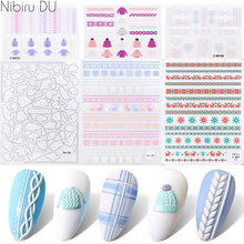 将图片加载到图库查看器,5D Sweater Nail Sticker Acrylic Engraved Winter Charm Designs Beauty Cloth Christmas Patterns Nails Art Decoration Tools Nail Art Stickers Decor Tip Transfer Nail Decals Sticker For Pretty Girl Self-Adhesive Nail Decals Designer Nail Stickers
