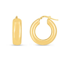 将图片加载到图库查看器,14k Yellow Gold Medium Puffy Hoops