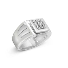 Load image into Gallery viewer, .925 Sterling Silver Diamond Accent Miracle-Set 9 Stone Ridged Band Gentlemen's Fashion Ring (I-J Color, I3 Clarity) - Size 10
