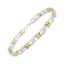 将图片加载到图库查看器,10k Yellow Gold Plated Sterling Silver 1/4 cttw Diamond Infinity and X Link Bracelet (I-J Clarity, I2-I3 Color) - Size 7.25"