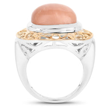 Load image into Gallery viewer, Two Tone Plated 12.80 Carat Genuine Moonstone .925 Sterling Silver Ring