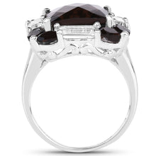 Load image into Gallery viewer, 7.43 Carat Genuine Smoky Quartz & White Topaz .925 Sterling Silver Ring