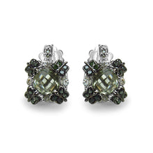 Load image into Gallery viewer, 2.91 Carat Genuine Green Amethyst, White Sapphire & Green Diamond .925 Sterling Silver Earrings