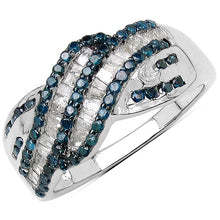 Load image into Gallery viewer, 0.88 Carat Genuine Blue Diamond & White Diamond .925 Sterling Silver Ring