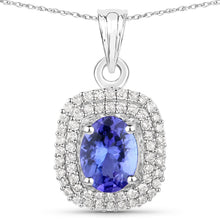 Load image into Gallery viewer, 1.41 Carat Genuine Tanzanite and White Diamond 14K White Gold Pendant