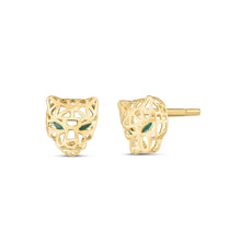 将图片加载到图库查看器,14k Yellow Gold Panther Head Stud Earrings