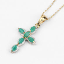 Load image into Gallery viewer, 18K Yellow Gold Plated 0.84 Carat Genuine Emerald .925 Sterling Silver Pendant