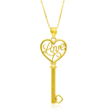 Load image into Gallery viewer, 14k Yellow Gold Skeleton Key Style LOVE Pendant