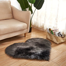 Load image into Gallery viewer, Plush Heart-Shaped Area Mat | Machine Washable Soft Artificial Wool | Cozy Decorative Mat for Living Room, Bedroom, Office | Indoor Use