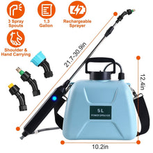 Load image into Gallery viewer, 5L/1/3 Gallon Electric Plant Sprayer Telescopic Rechargeable with 3 Spray Sprouts