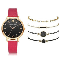 将图片加载到图库查看器,5Pcs Elegant Stylish Buckle Quartz Wrist Watch Set - Fashion Watches For Women and Girls